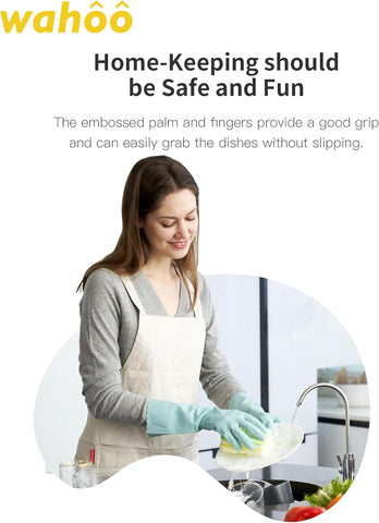 LANON wahoo Skin-Friendly Dishwashing Kitchen Gloves, Reusable - Ruhaa Store