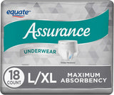 Pack of 5 - Assurance for Men Maximum Absorbency Protective Underwear, Large/Extra Large, 18 ct